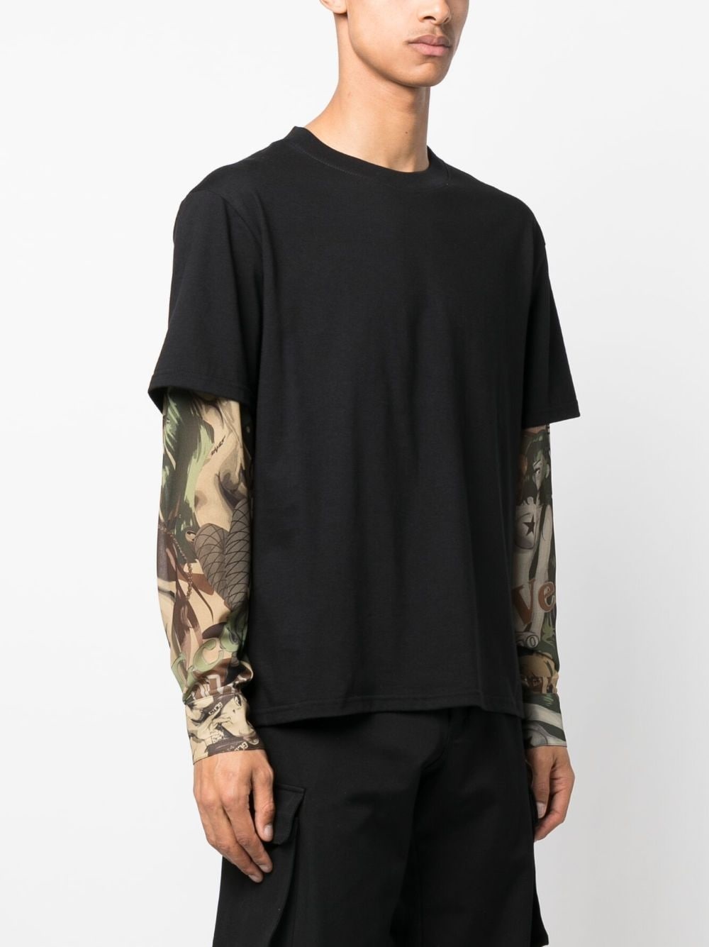 graphic-print layered cotton T-shirt - 3
