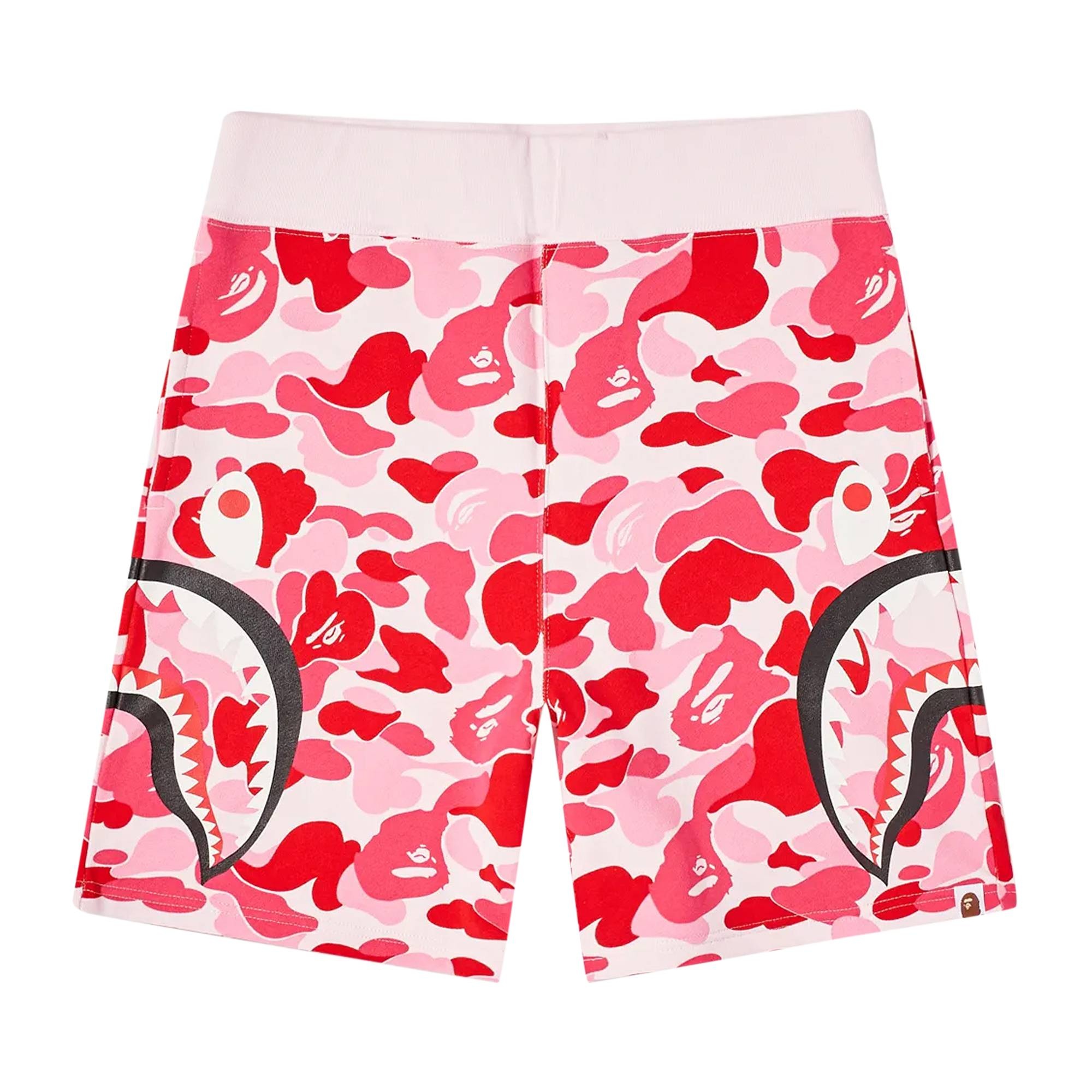 BAPE Big ABC Camo Slide Shark Sweat Shorts 'Pink' - 1