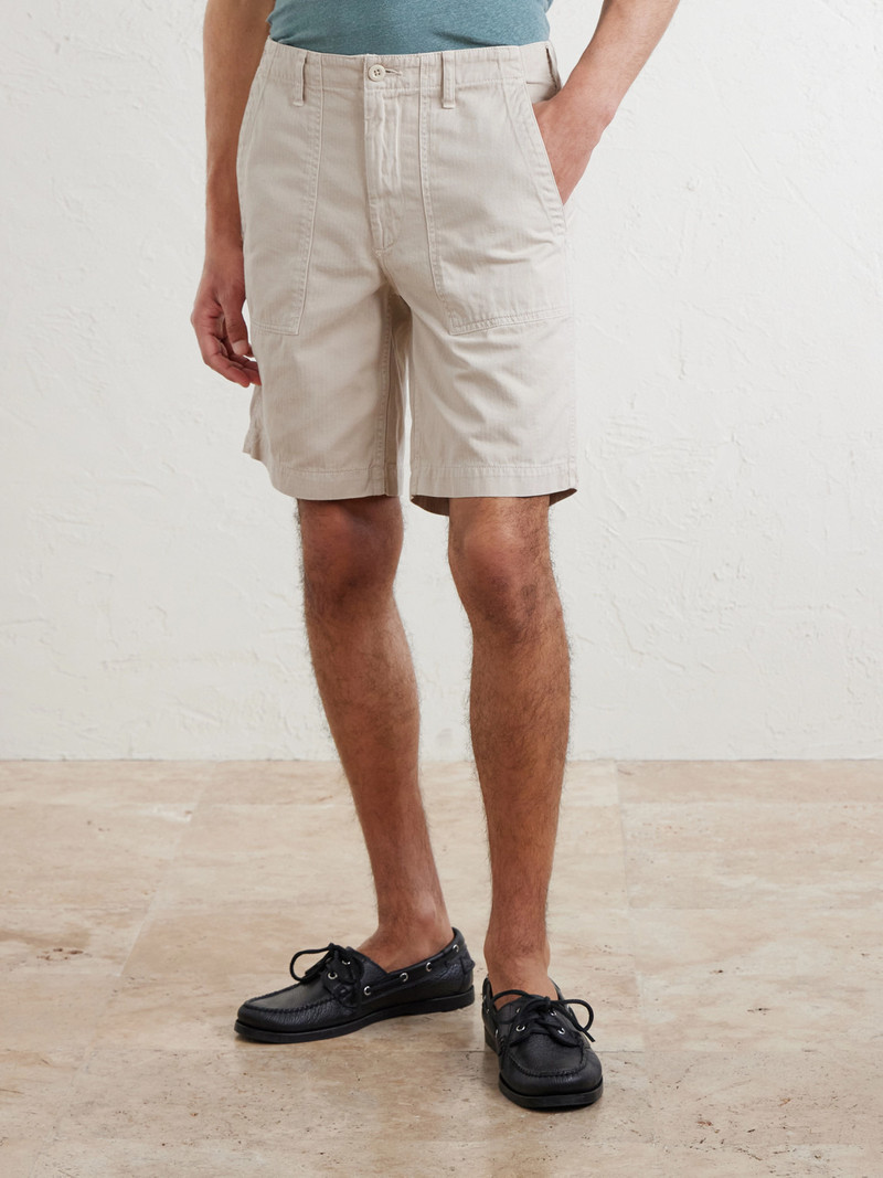 Fatigue Straight-Leg Herringbone Cotton Shorts 3