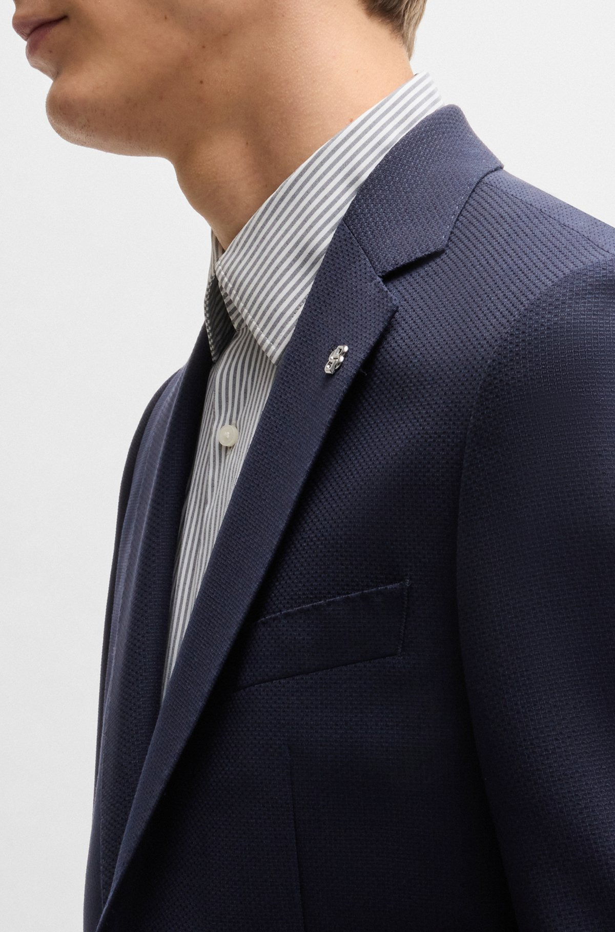 REGULAR-FIT SUIT JACKET IN MICRO-PATTERNED VIRGIN WOOL - 6
