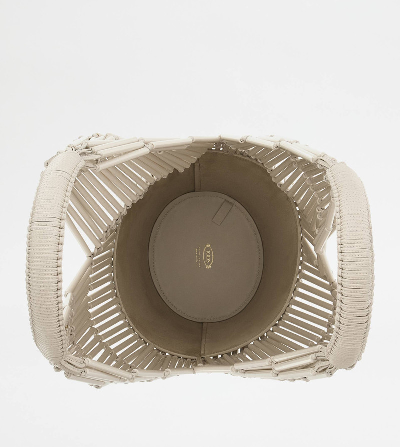 TOD'S DI BAG FOLIO SHOULDER BAG IN LEATHER E PLEXI SMALL - WHITE 4