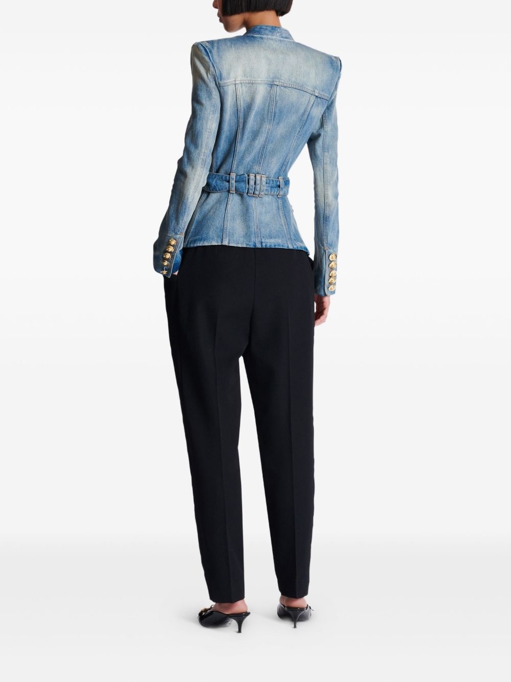 belted denim jacket - 4