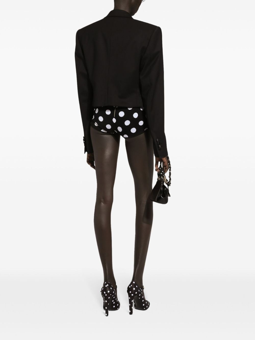 polka dot-pattern high-waisted shorts - 5