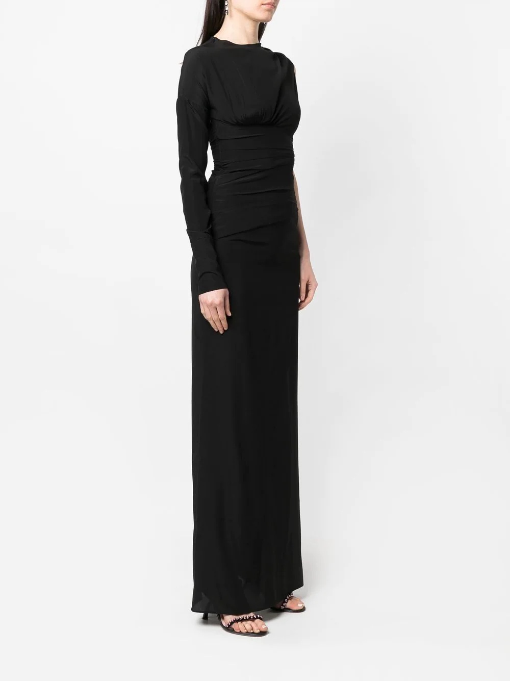 single-sleeve design gown - 3