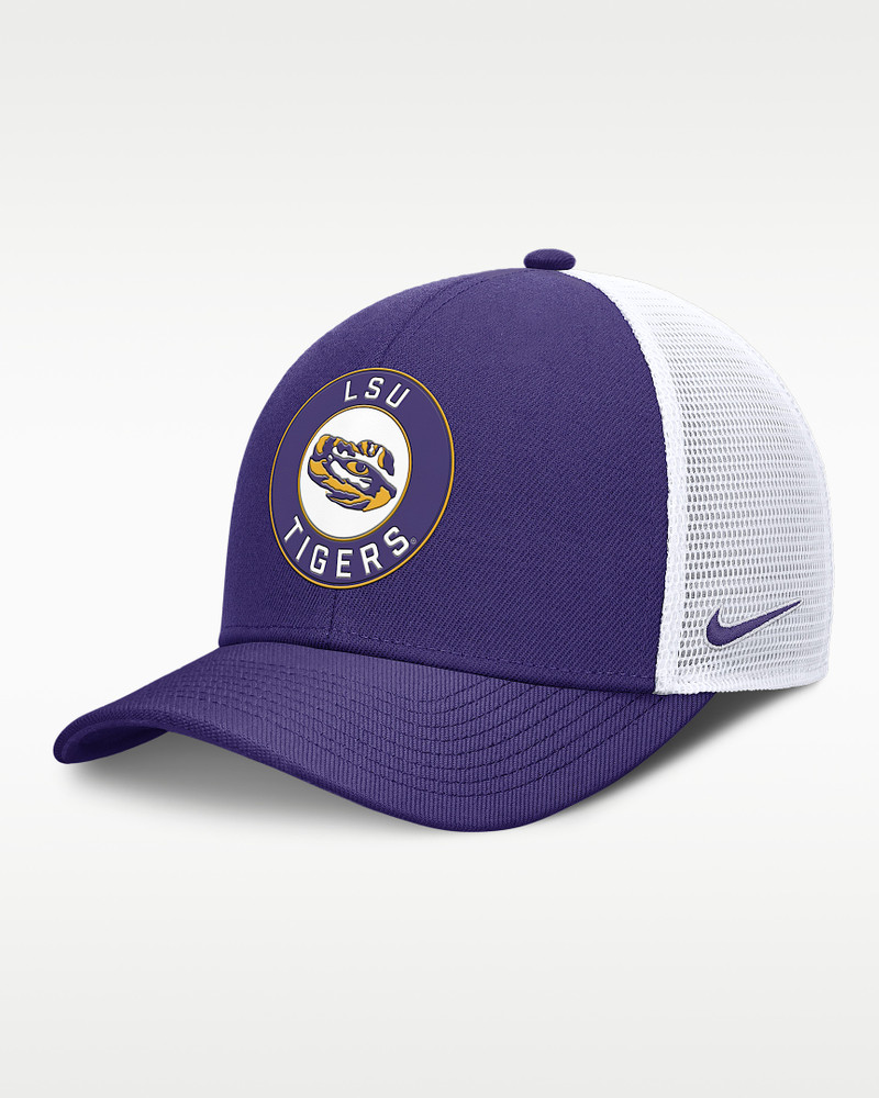 LSU Primetime Rise Men's Nike Dri-FIT College Trucker Adjustable Hat 1