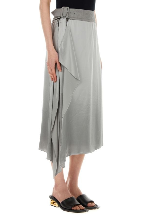 スカート FENDI Women Mid Skirts FQ7449ANQ9 F0RTU GREY FENDI Fendi Woman Grey Satin Skirt | luosophy | REVERSIBLE