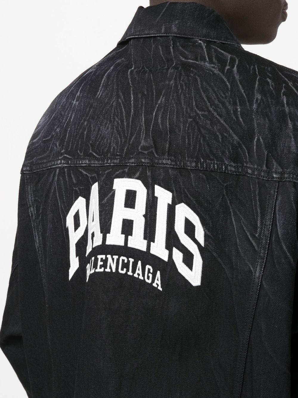 rear logo denim jacket - 5