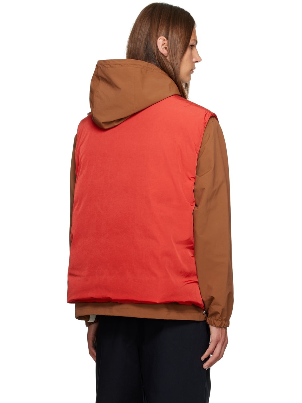 Brown & Red Jacket & Down Vest Set - 3