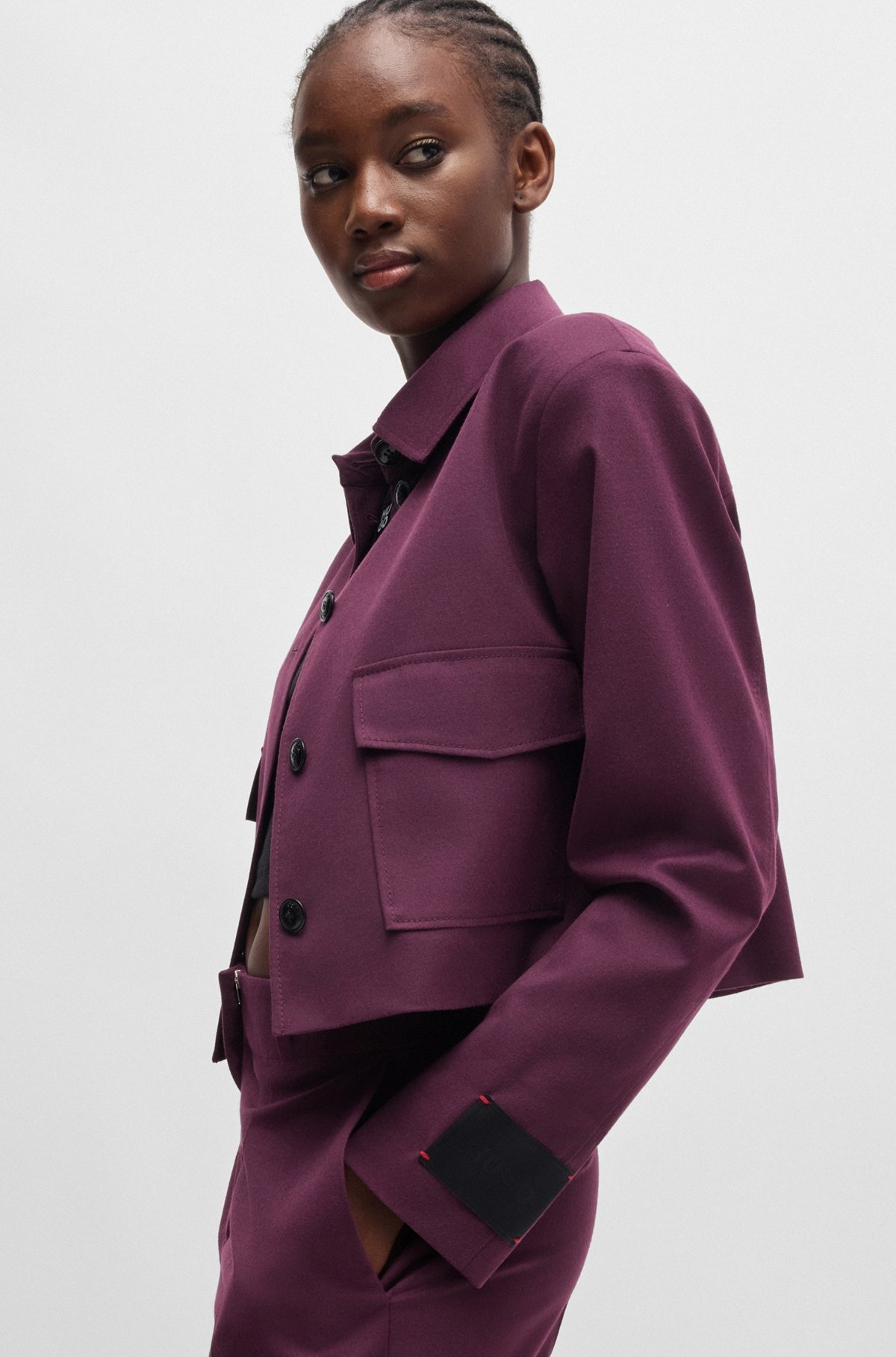 REGULAR-FIT JACKET IN A MELANGE FLANNEL BLEND - 6