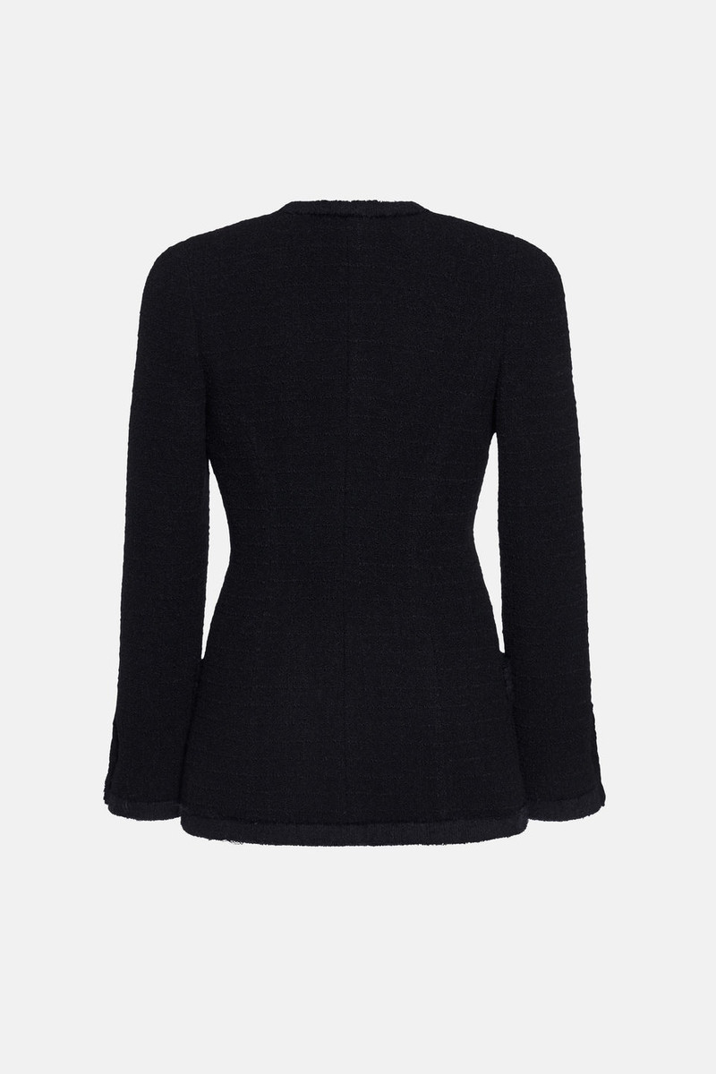 CHECKED TWEED BOUCLE DOUBLE BREASTED JACKET 2