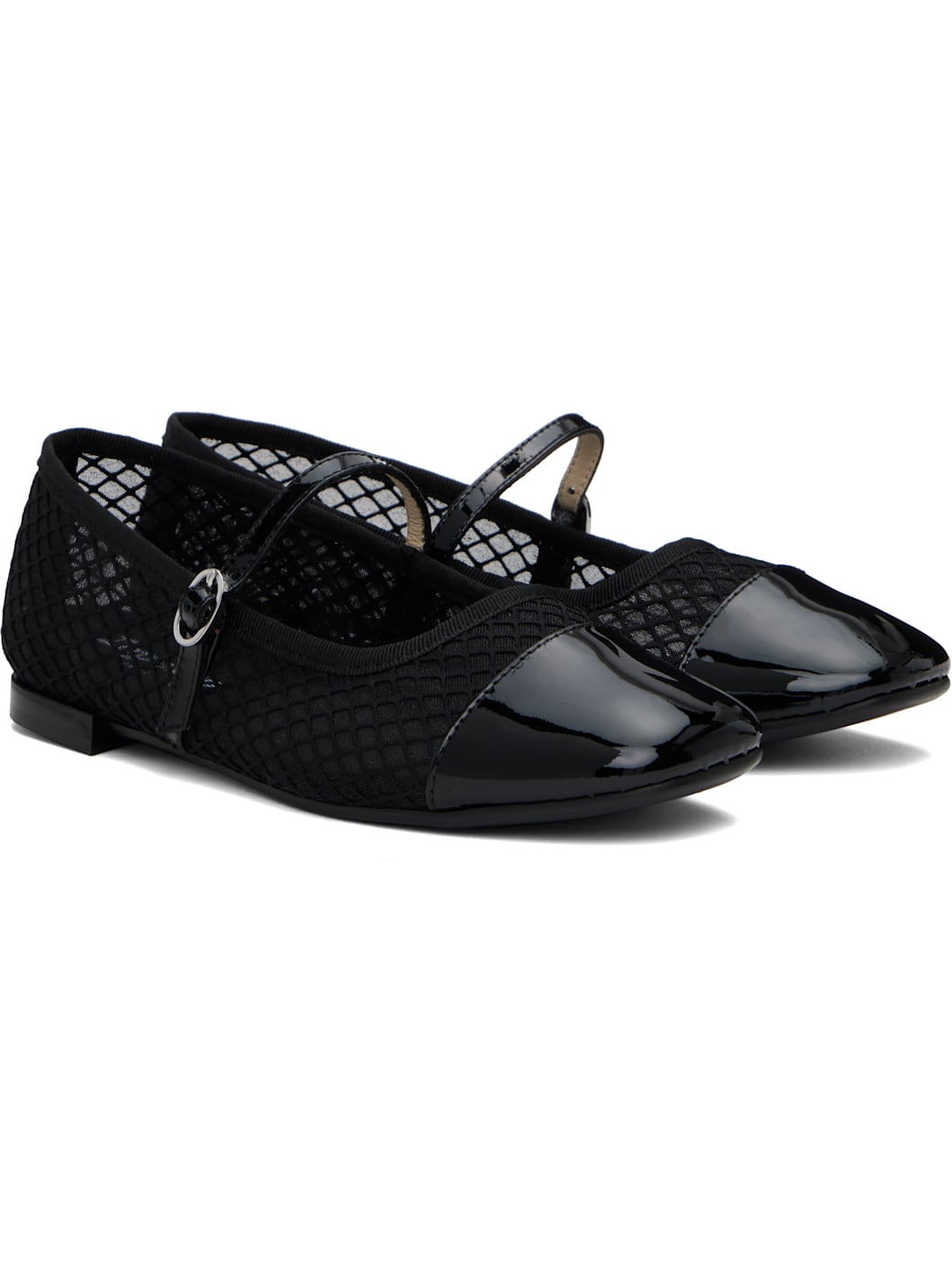 Black Mesh Georgiana Mary-Jane Ballerina Flats - 4