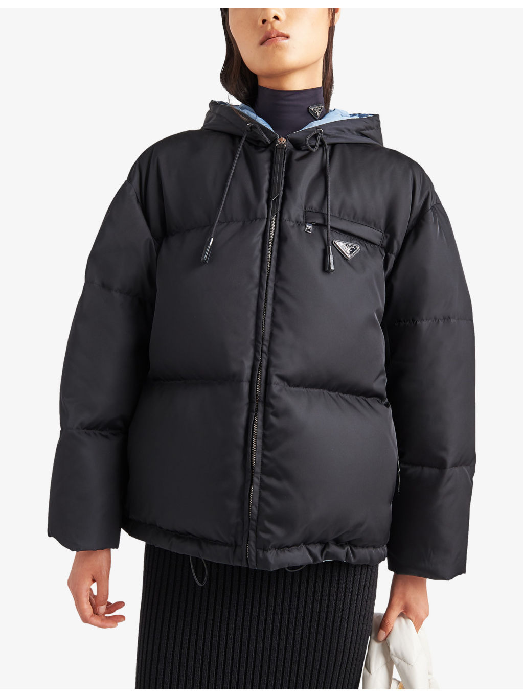Re-Nylon brand-plaque recycled shell-down jacket - 3