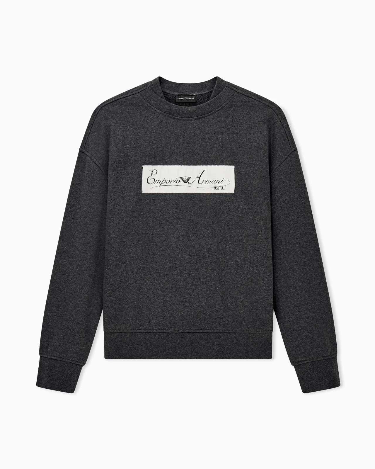 FRENCH TERRY JERSEY SWEATSHIRT WITH EMPORIO ARMANI DISTRICT PATCH - 1