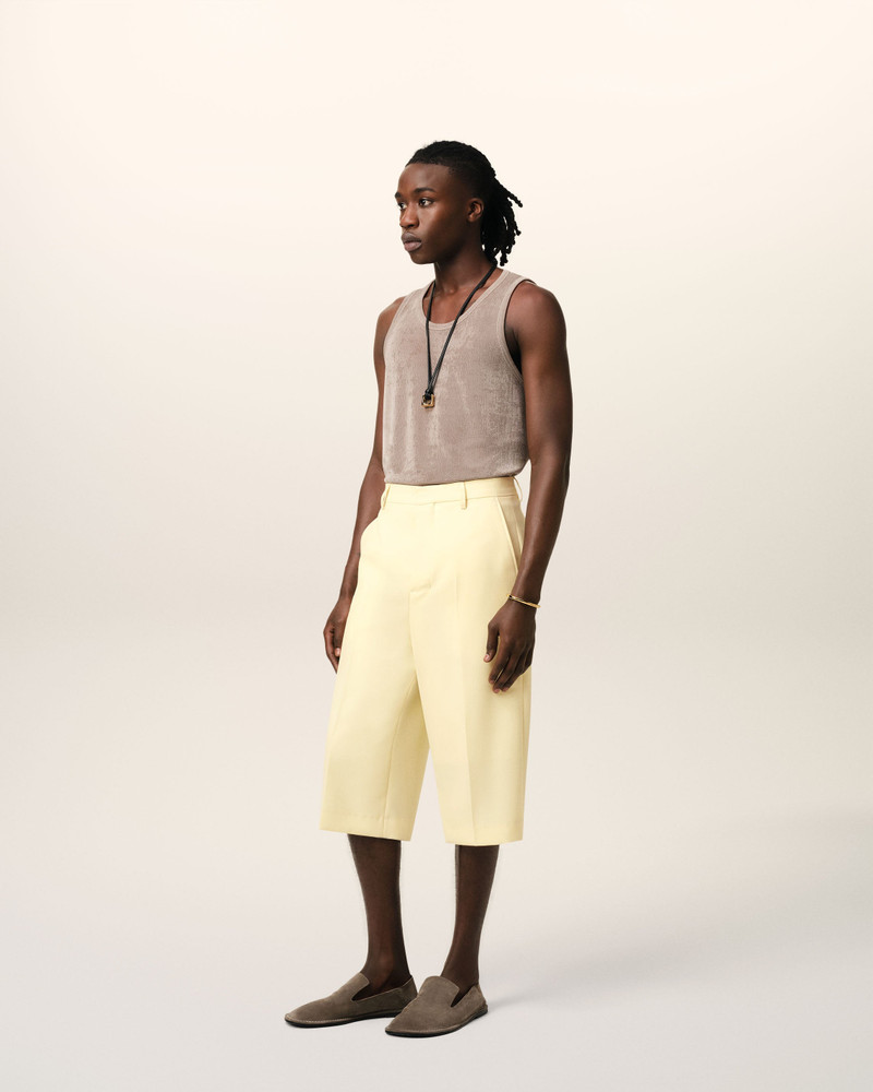 YELLOW WOOL WIDE BERMUDA 6