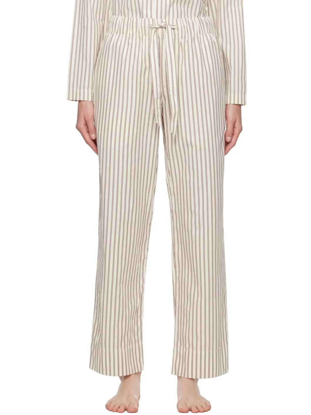 Off-White & Brown Drawstring Pyjama Pants - 1