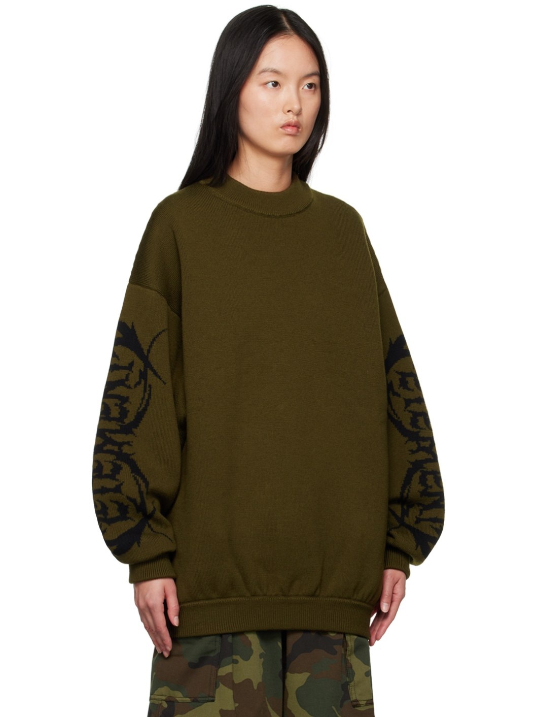 Khaki Jacquard Sweater - 2