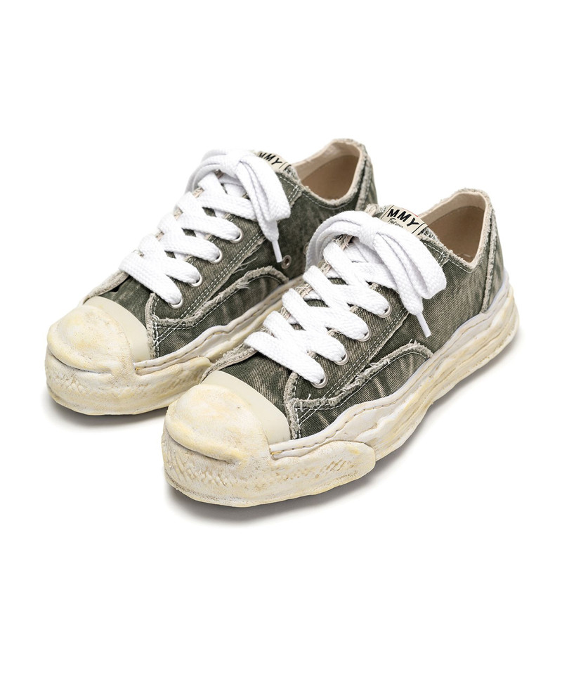 "HANK" OG Sole Bleach-Wash Denim Canvas Low-top Sneaker 10