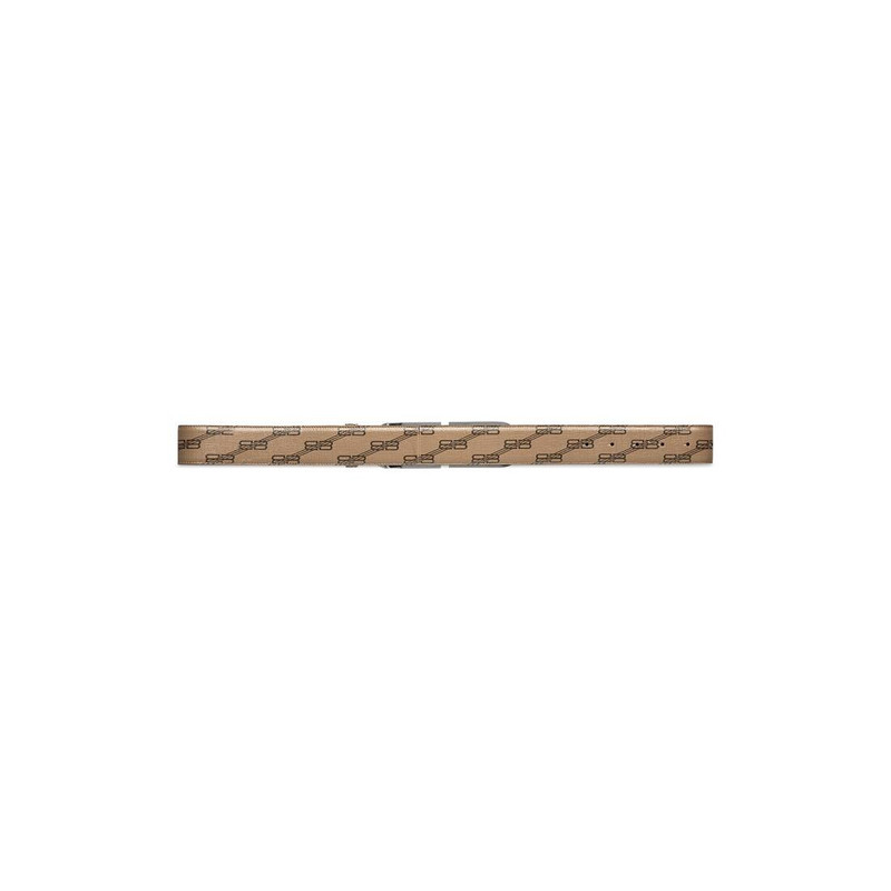 BALENCIAGA Men's Bb Signature Belt 40mm Bb Monogram Coated Canvas in Beige outlook