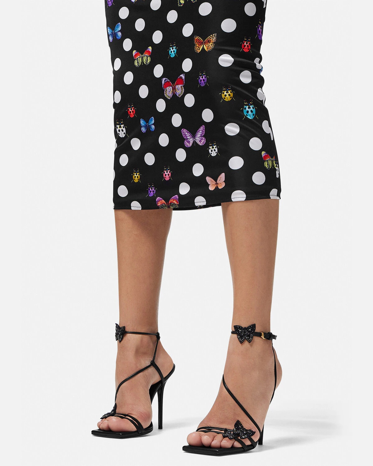 Crystal Butterflies Satin Sandals - 5