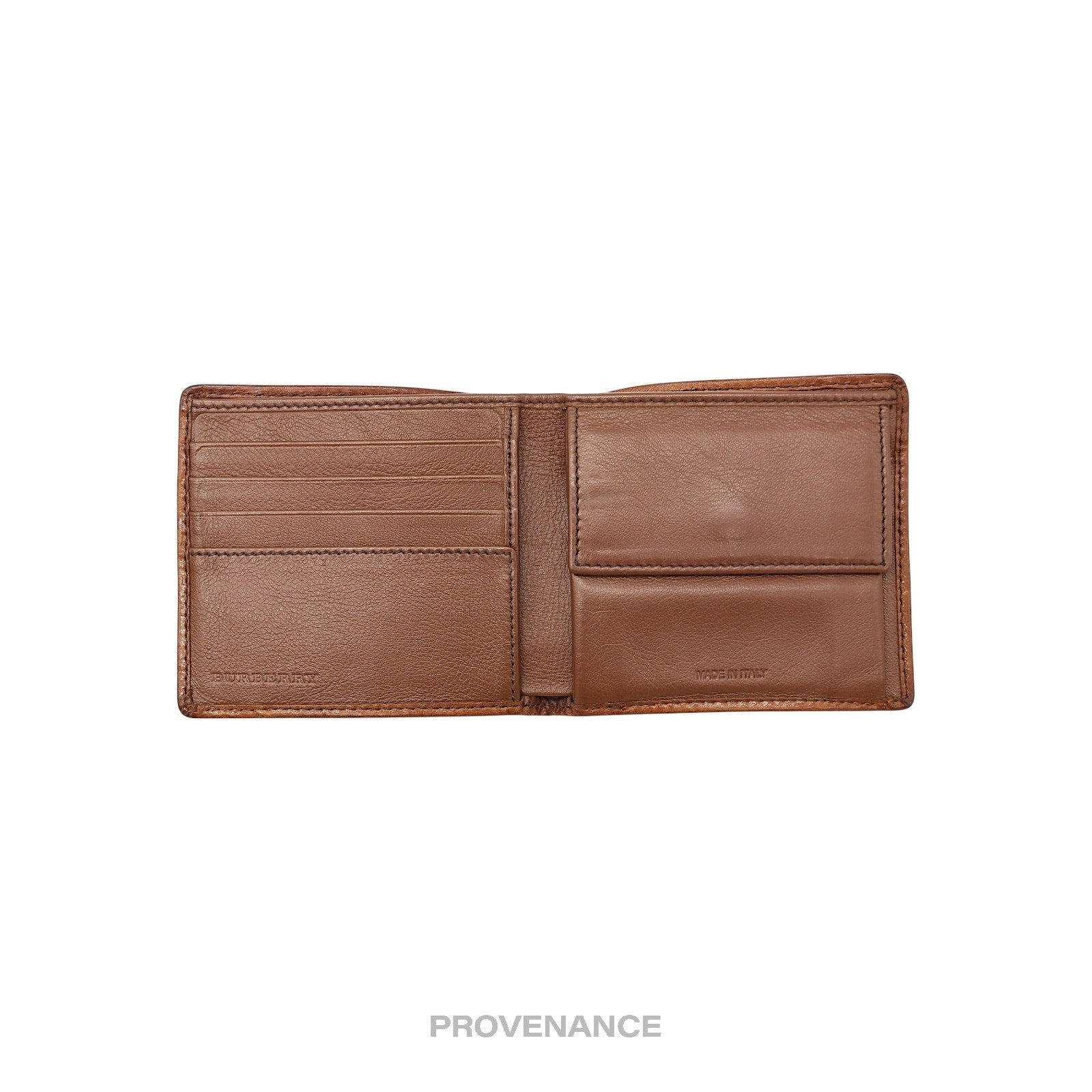 Burberry Nova Check Canvas Bifold Wallet - Brown Leather - 6