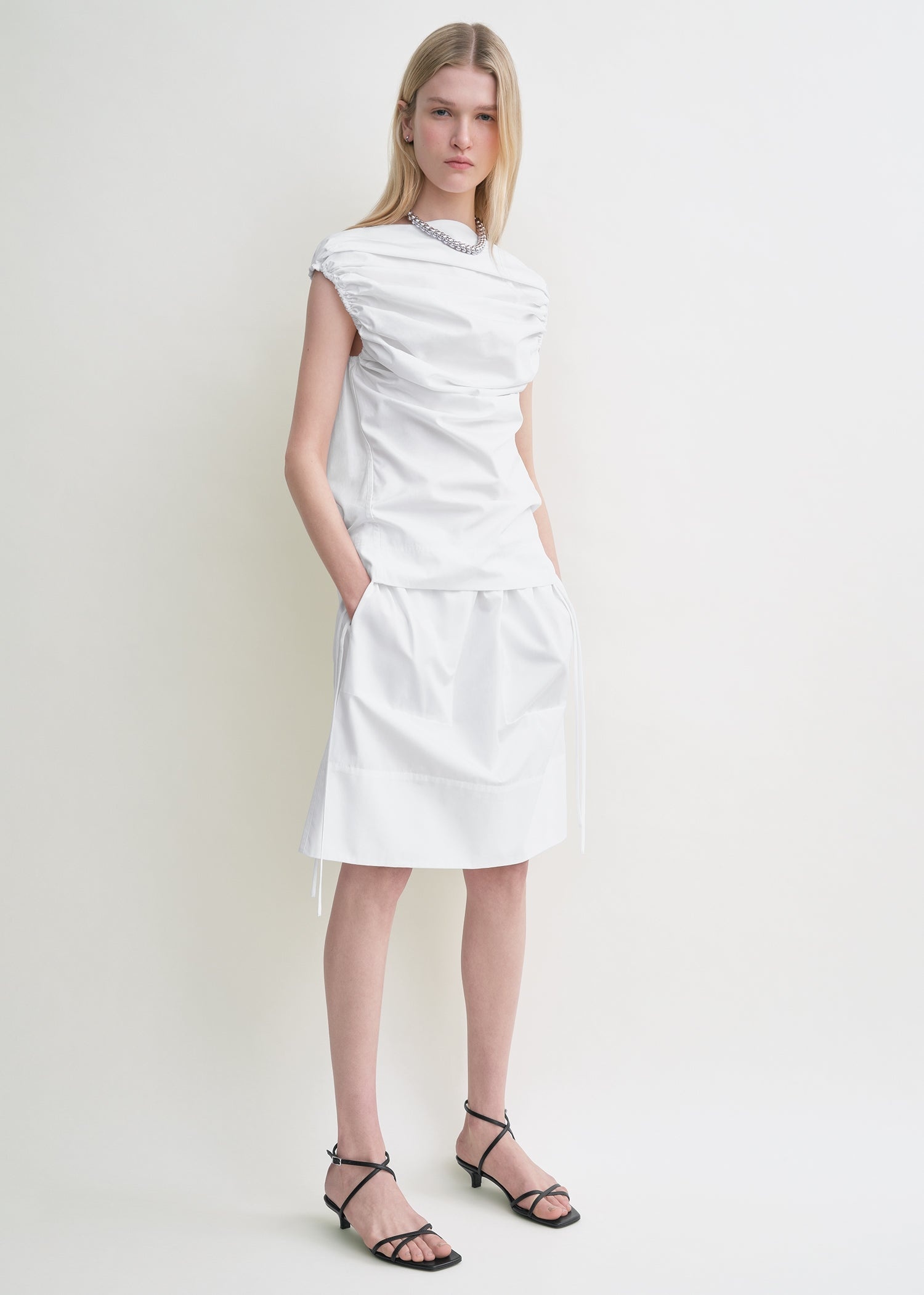 Gathered top white - 2