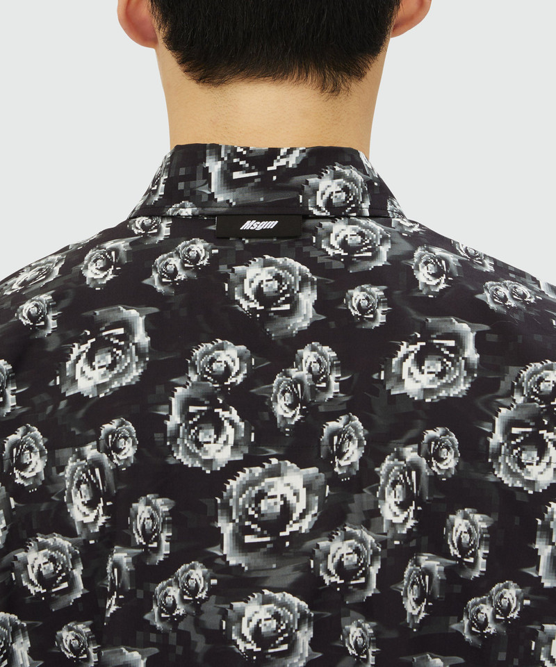 Poplin shirt with "Underground pixelled roses" pattern 5
