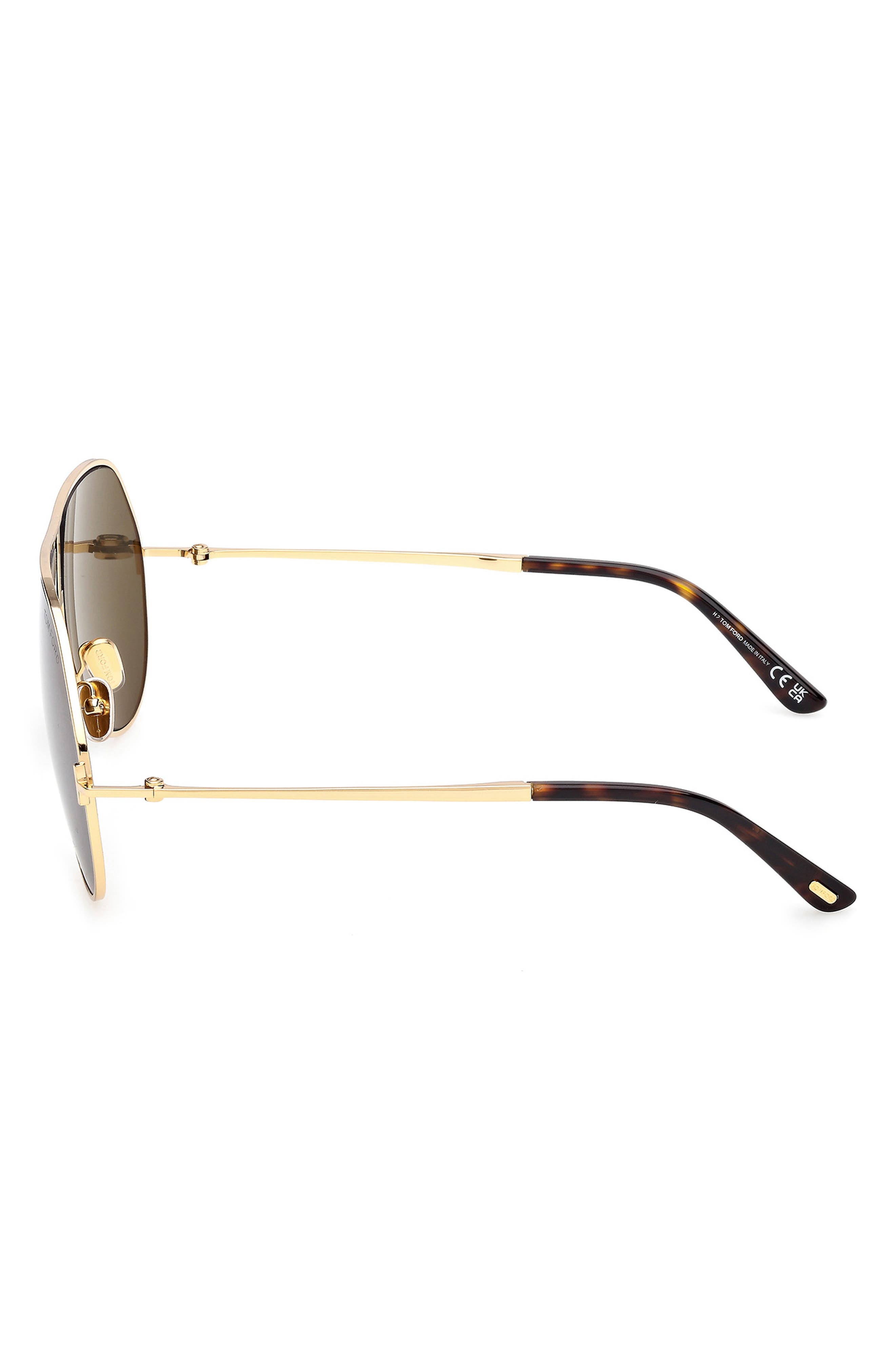 TOM FORD Rickie 63mm Oversize Navigator Sunglasses in Shiny Gold Dark Havana /Green at Nordstrom - 4