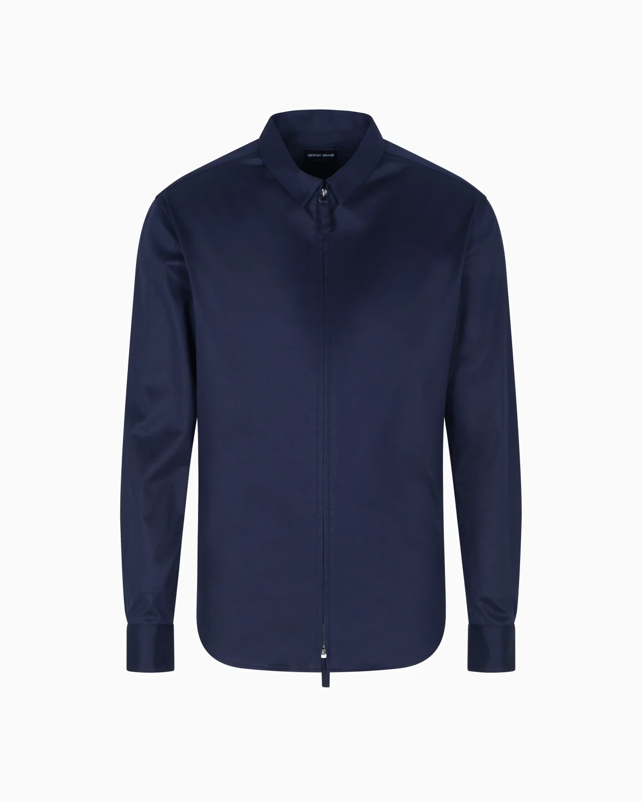 SLIM-FIT COTTON INTERLOCK SHIRT WITH ZIP - 1