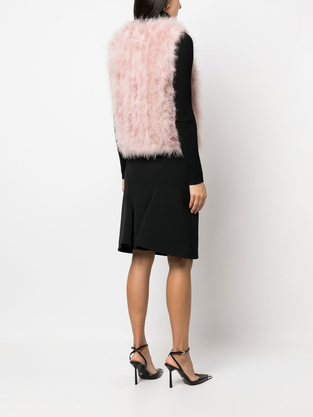 feather-trim gilet - 4