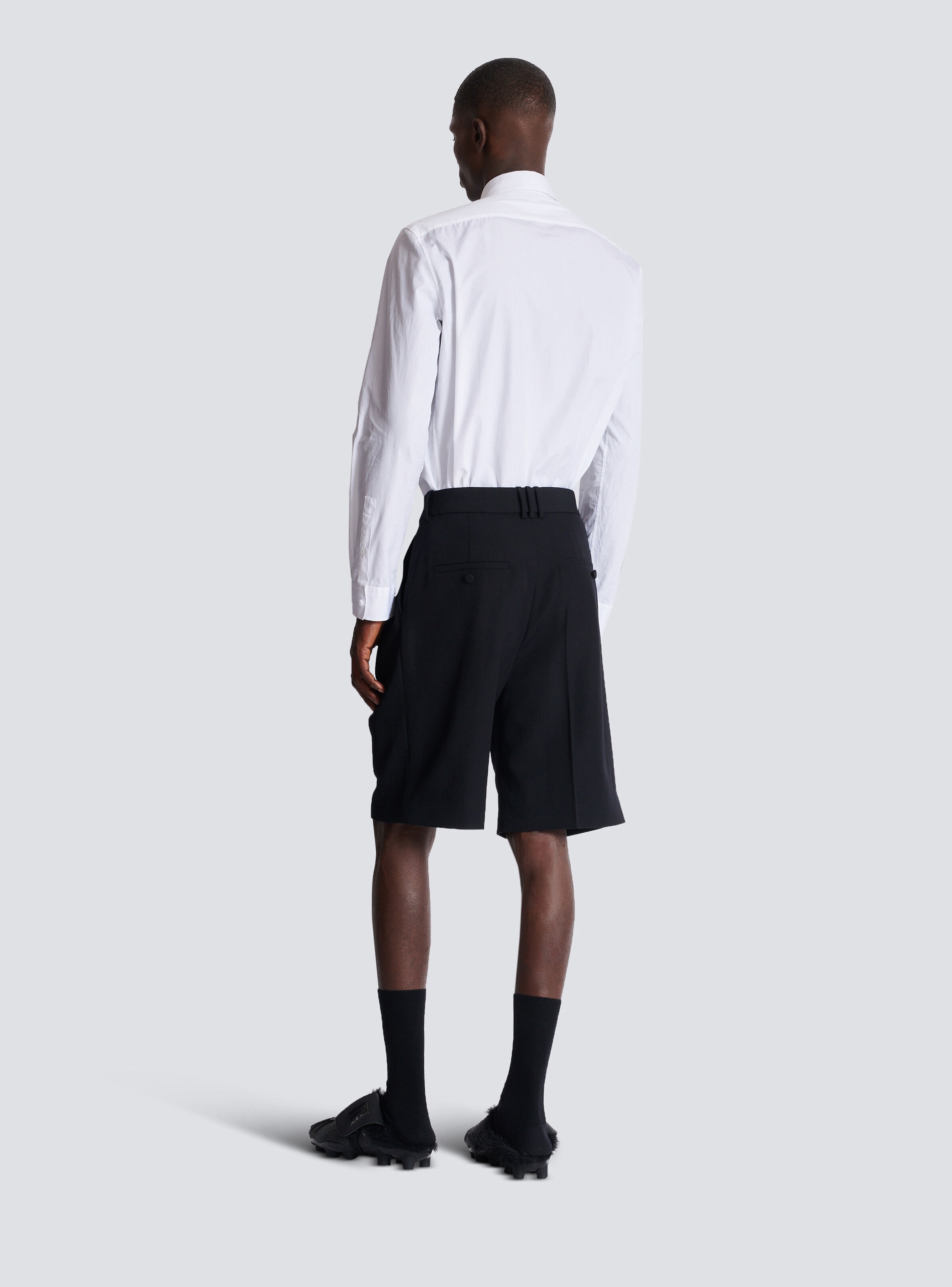 Grain de poudre pleated Bermuda shorts - 4