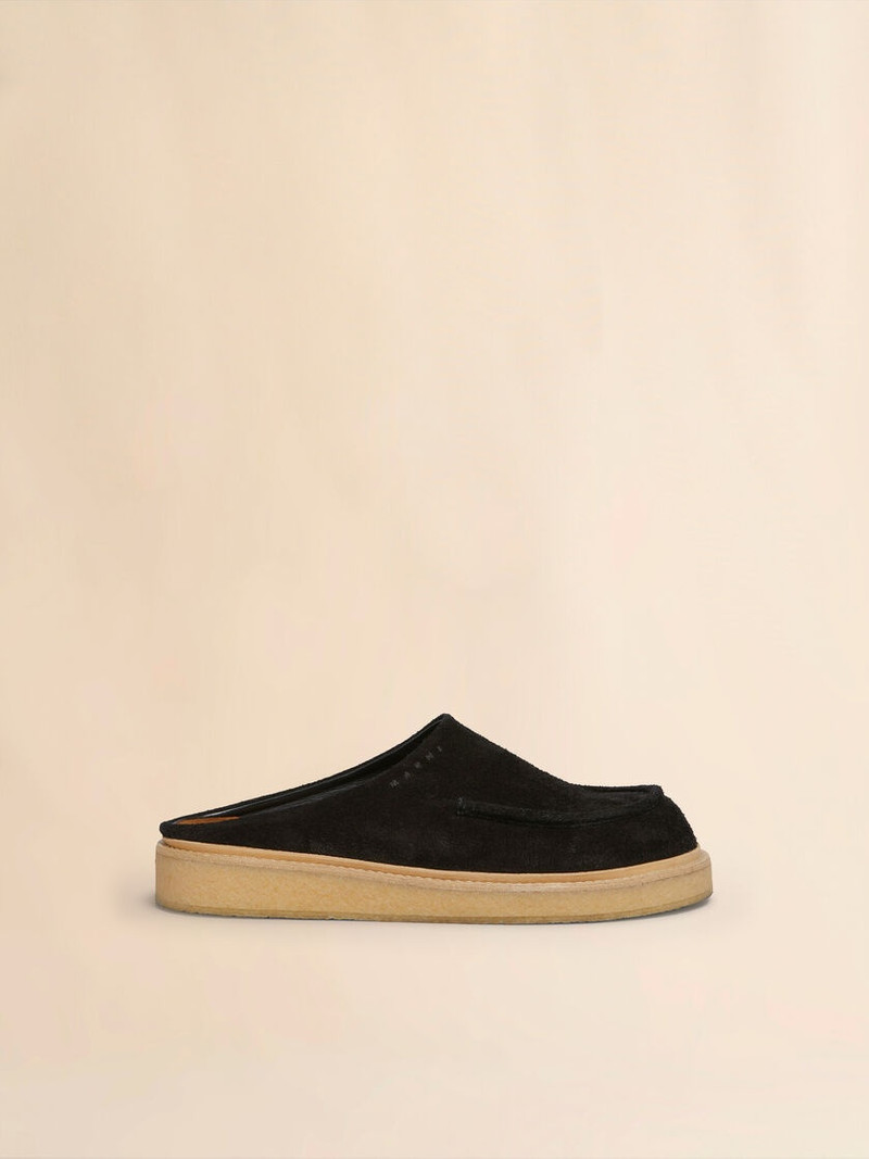 BLACK SUEDE SABOT WITH PARA RUBBER SOLE 1