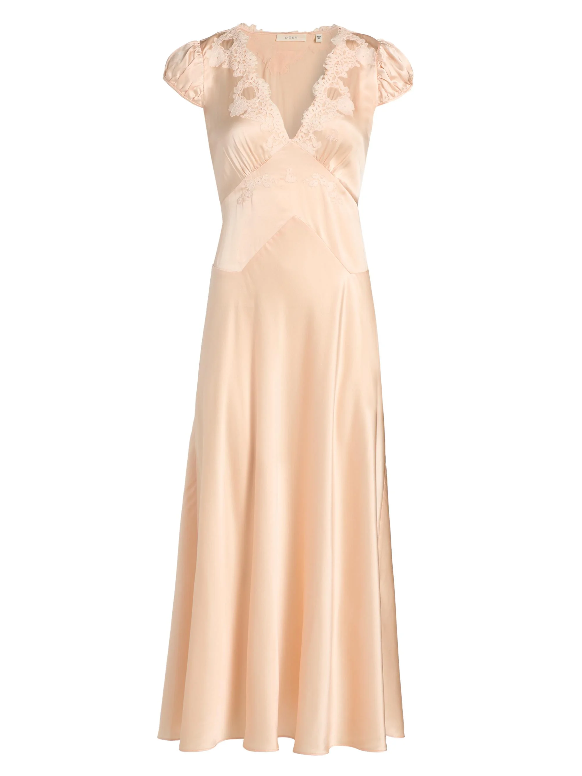 Women's Coraline Silk Lace-Trimmed Dress - Peach Sorbet - 1