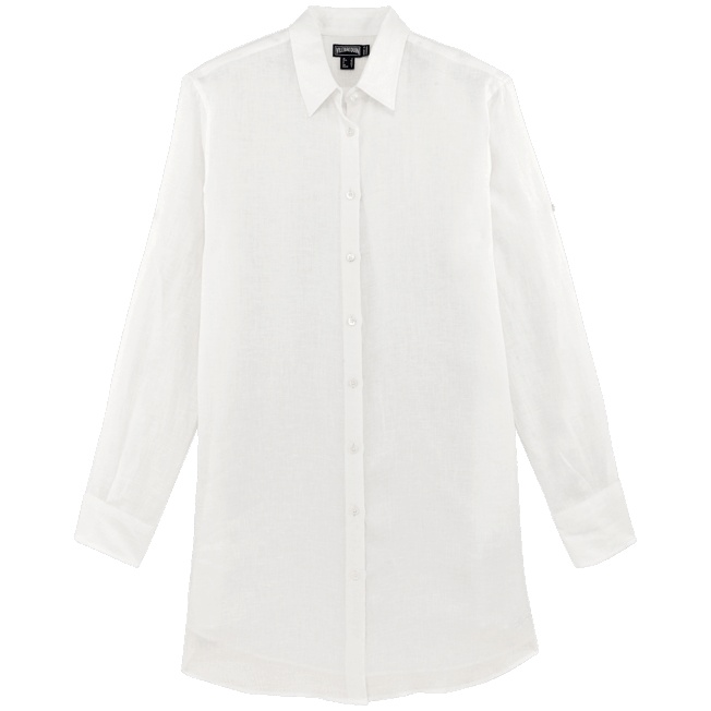 Women Long Linen Shirt Solid - 1