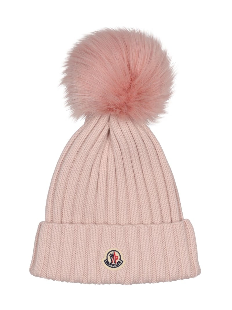 Wool beanie w/ pompom - 1