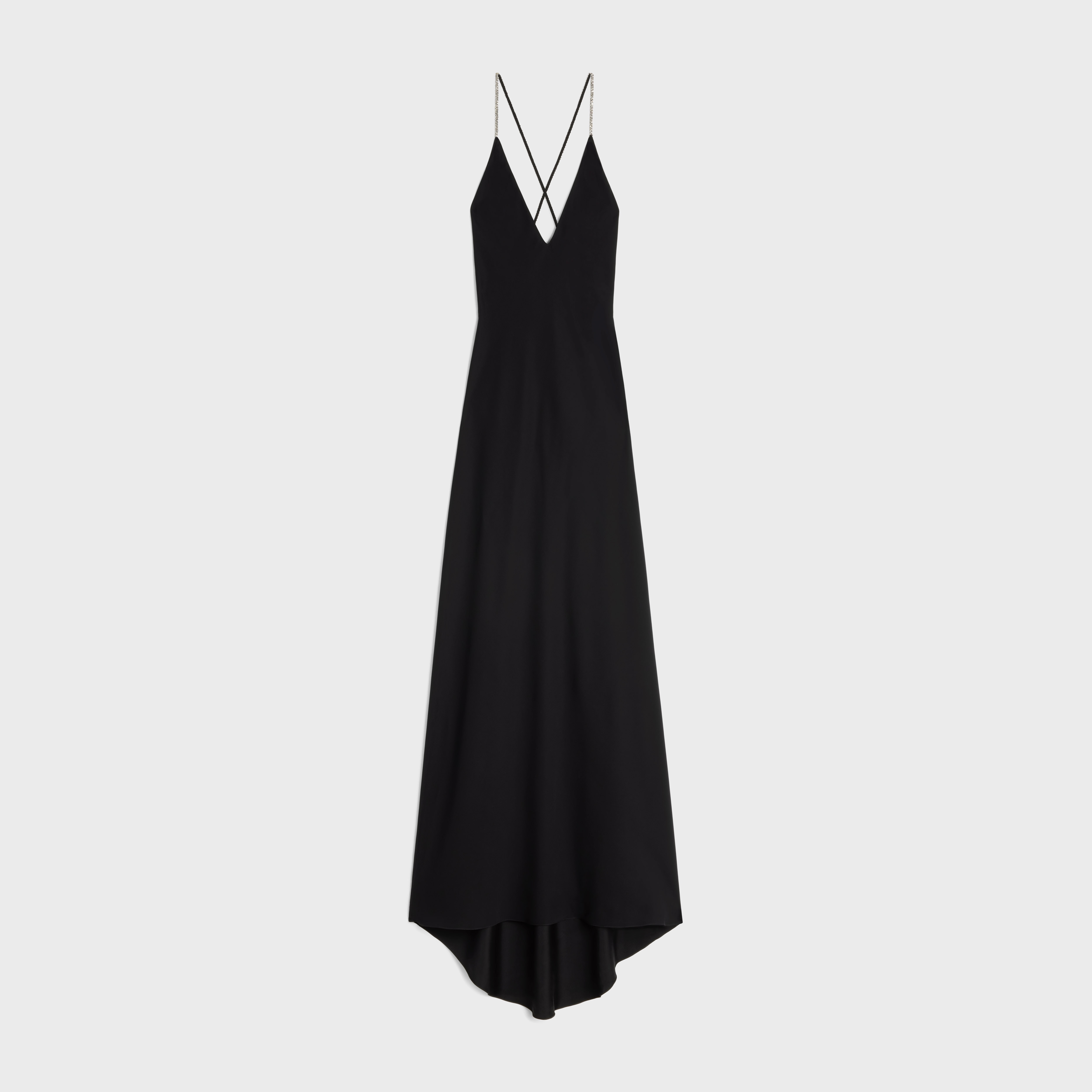 slip dress with rhinestones in satin-lined crêpe - 1