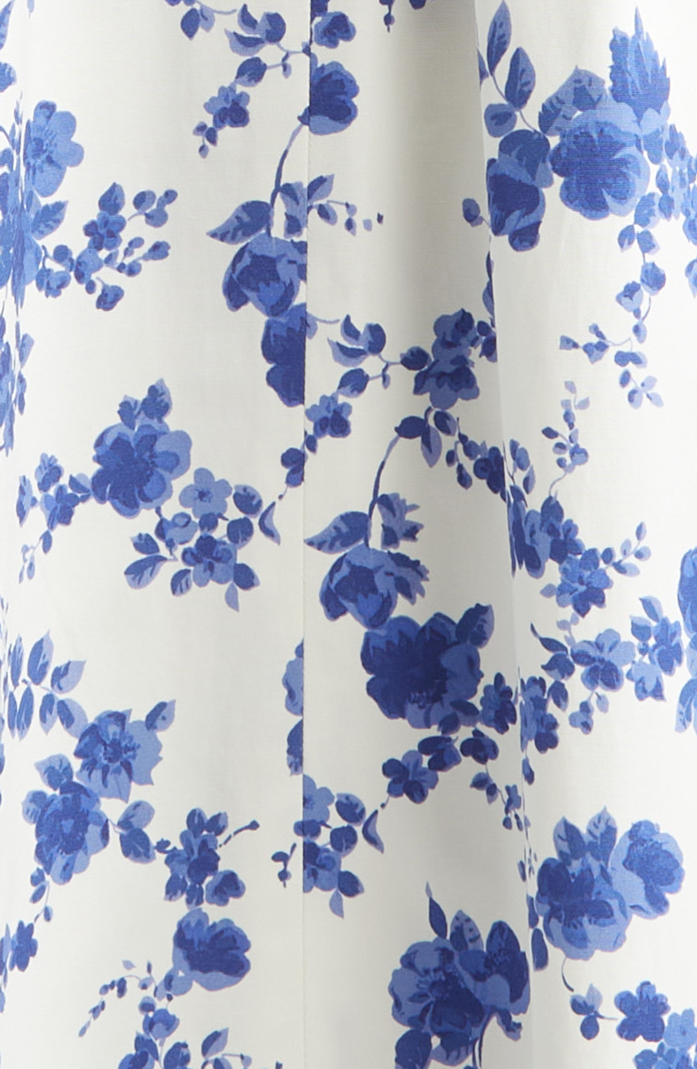 Carolina Herrera Floral Print Puff Sleeve Faux Wrap Dress in White Multi at Nordstrom - 6