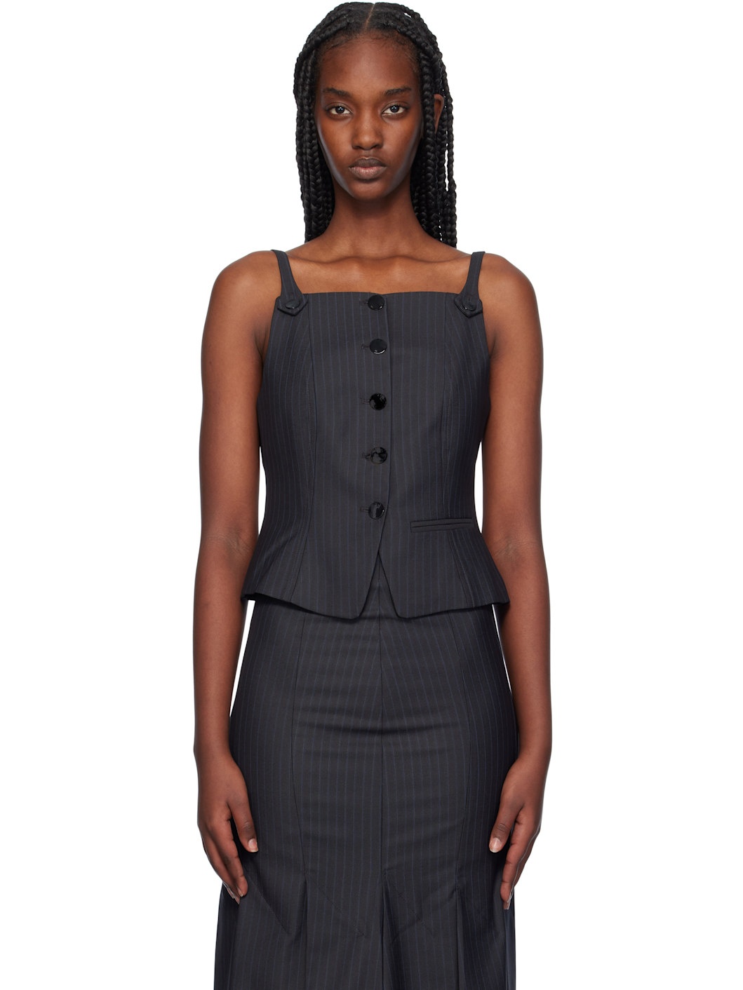 Gray Stripe Suiting Top - 1