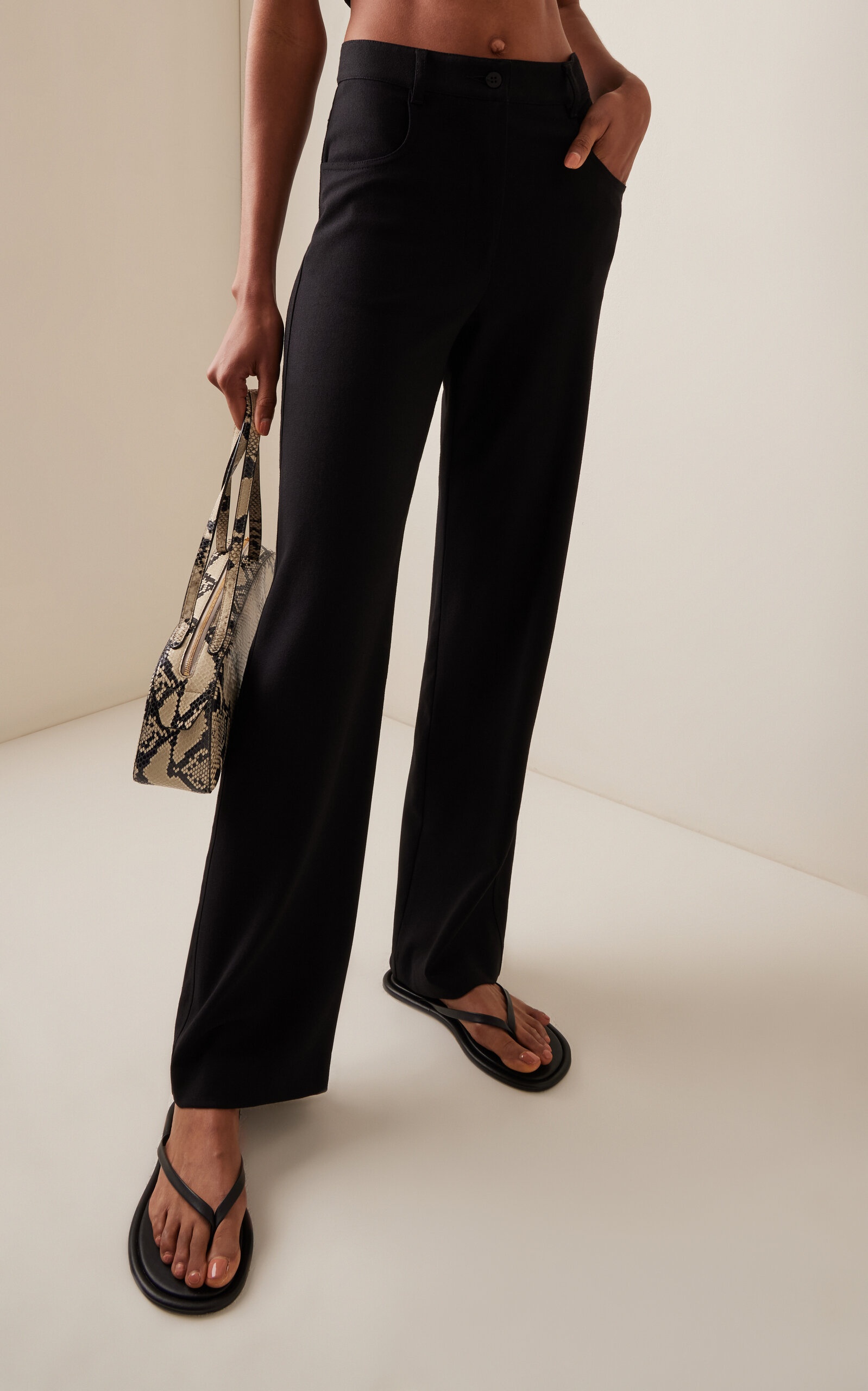 Stretch-Wool Crepe Pants black - 3