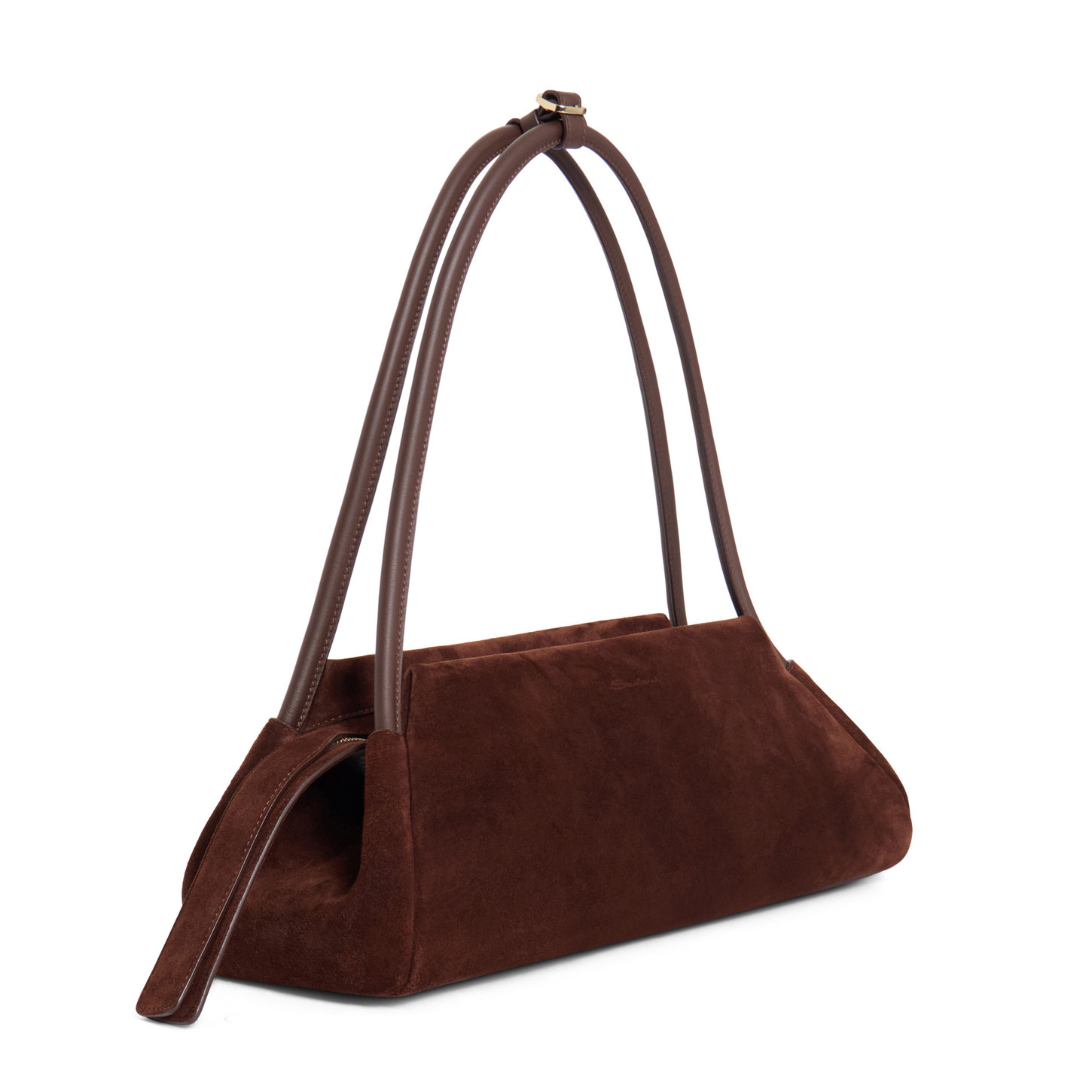 Dark brown suede shoulder bag - 3