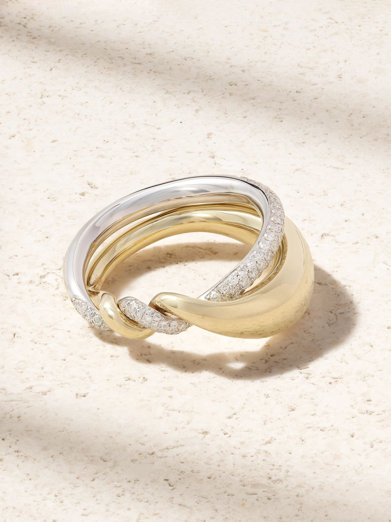 9-karat yellow and white gold diamond ring Gold - 3