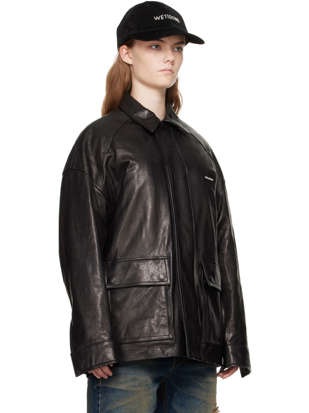 Black Padded Leather Jacket - 2