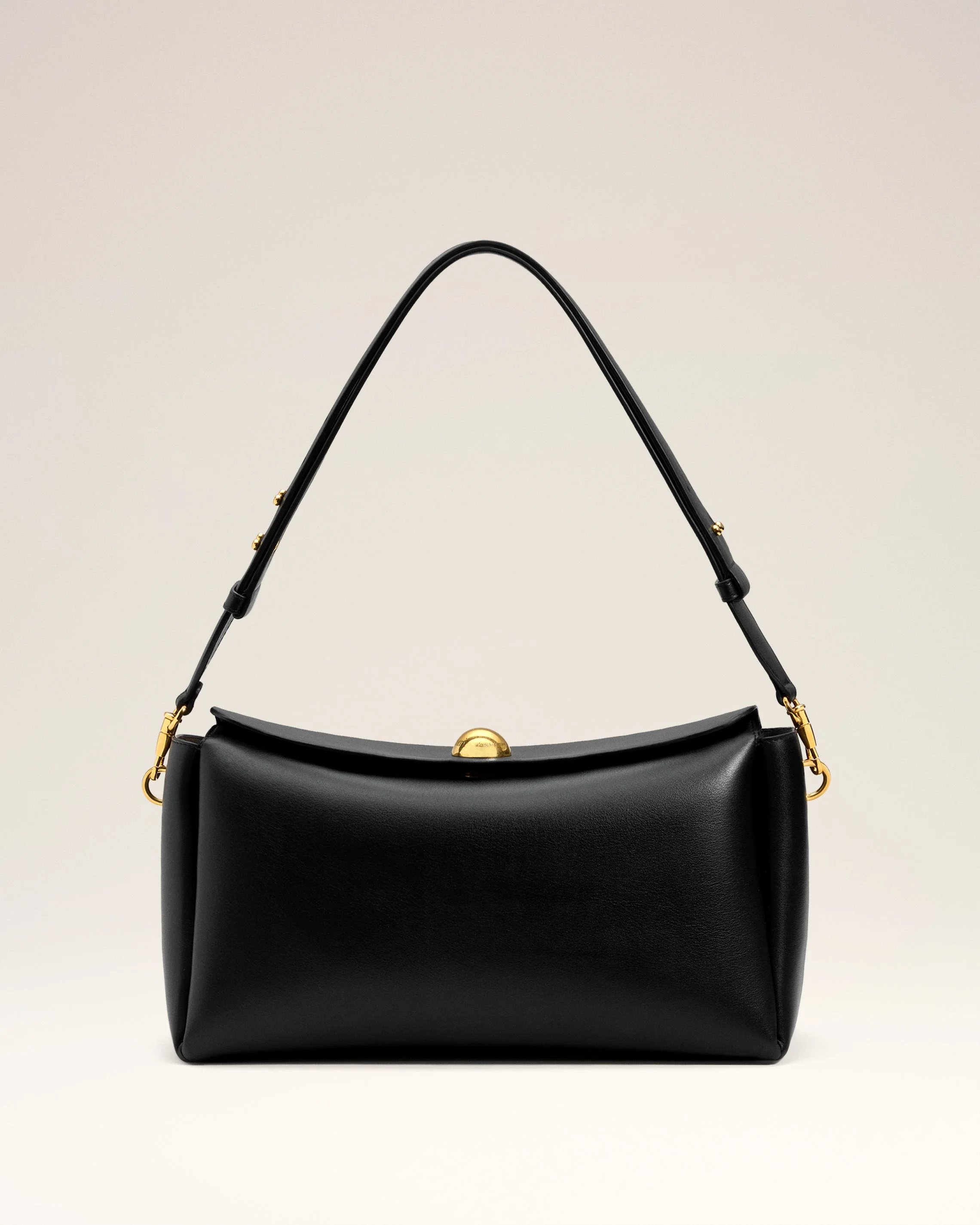 BLACK SMOOTH LEATHER CARROUSEL MEDIUM BAG - 1