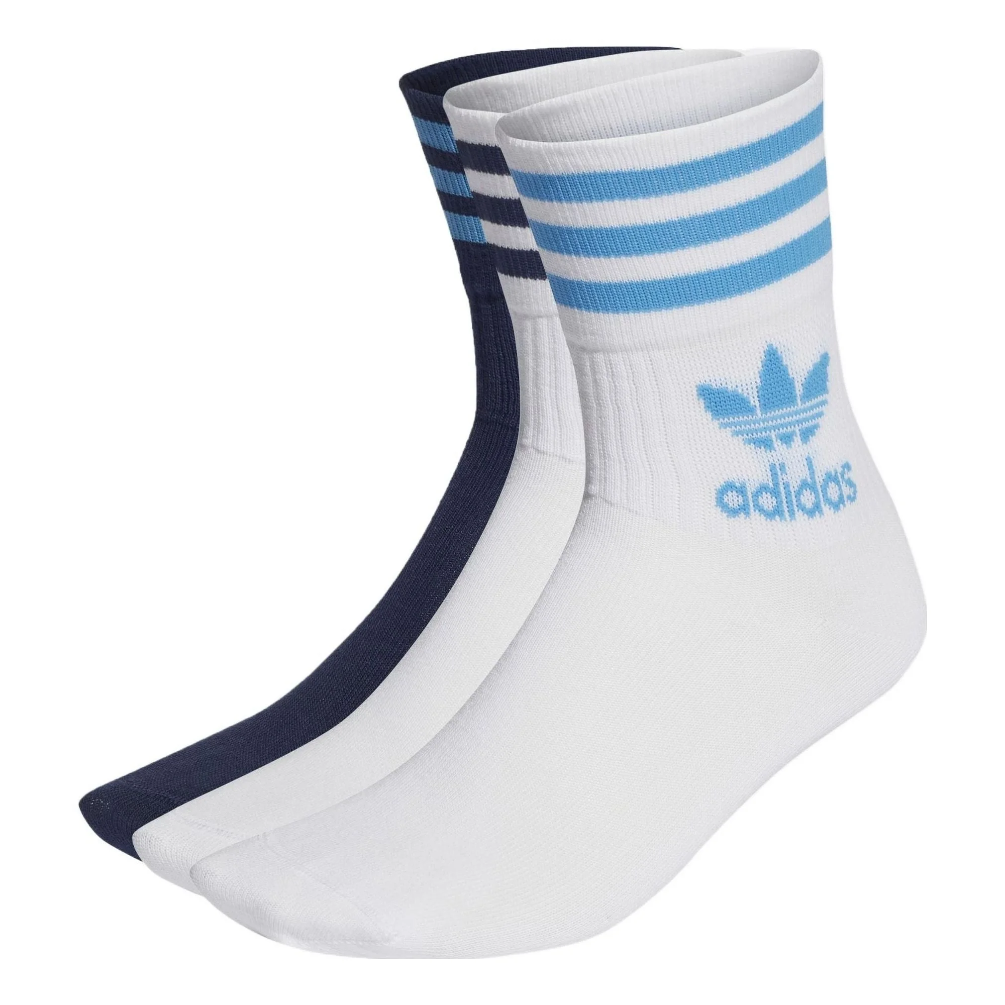 adidas originals Logo Stripe Printing Socks Unisex 3 Pairs White / Blue HN6870 - 1