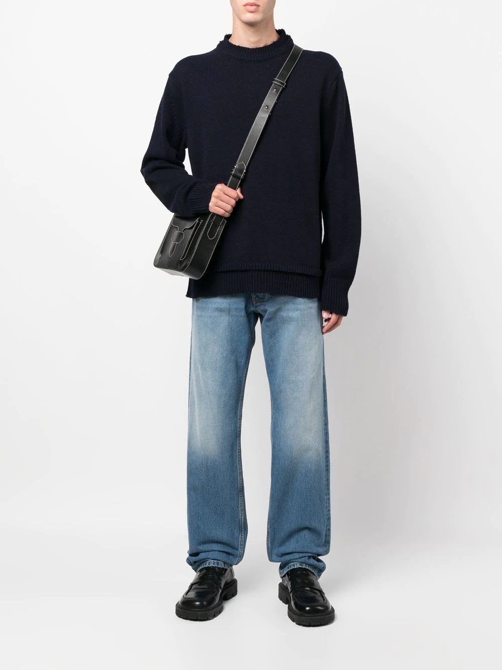 crew-neck layered jumper - 3