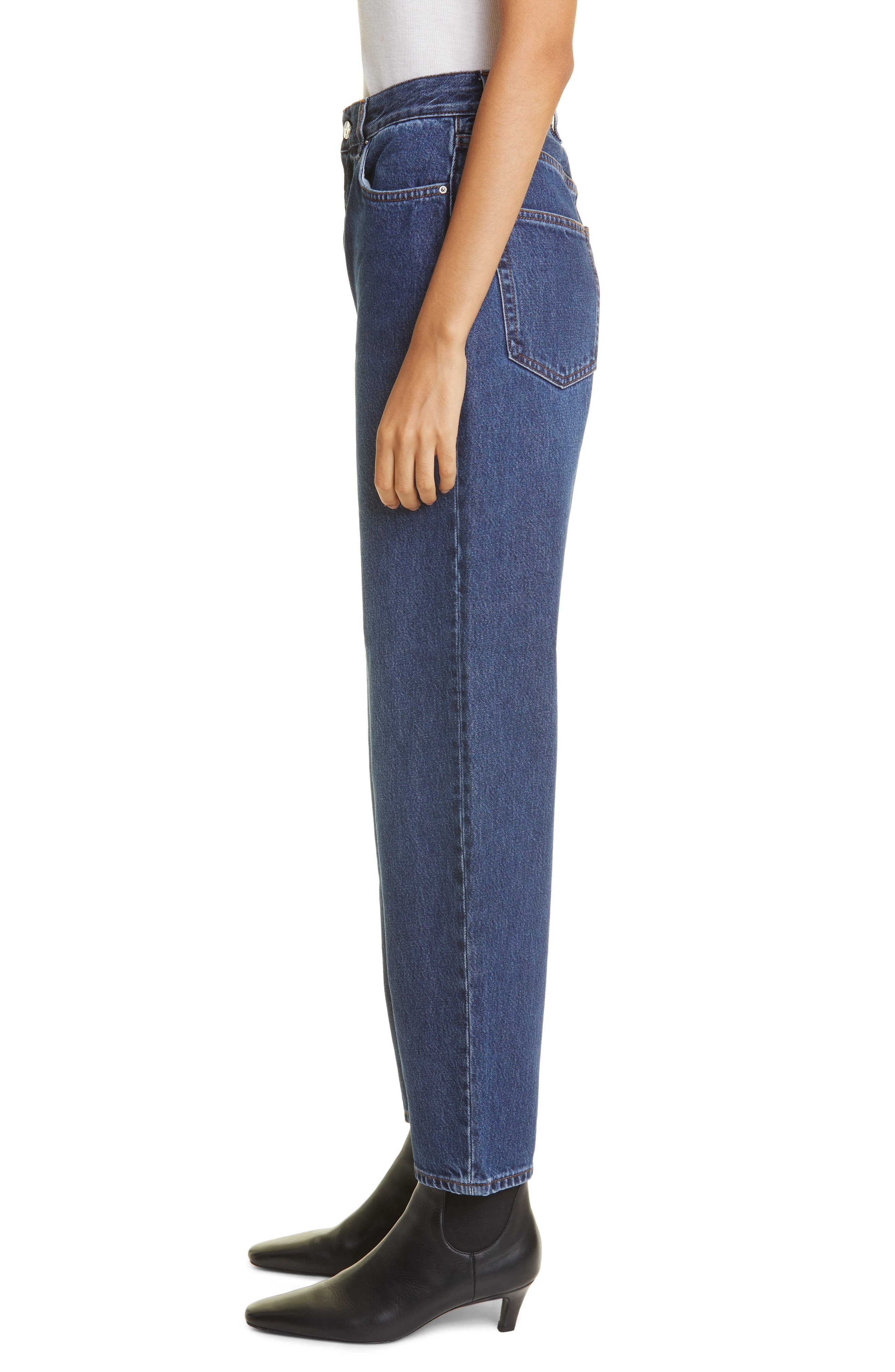TOTEME High Waist Tapered Jeans in Dark Blue at Nordstrom - 3