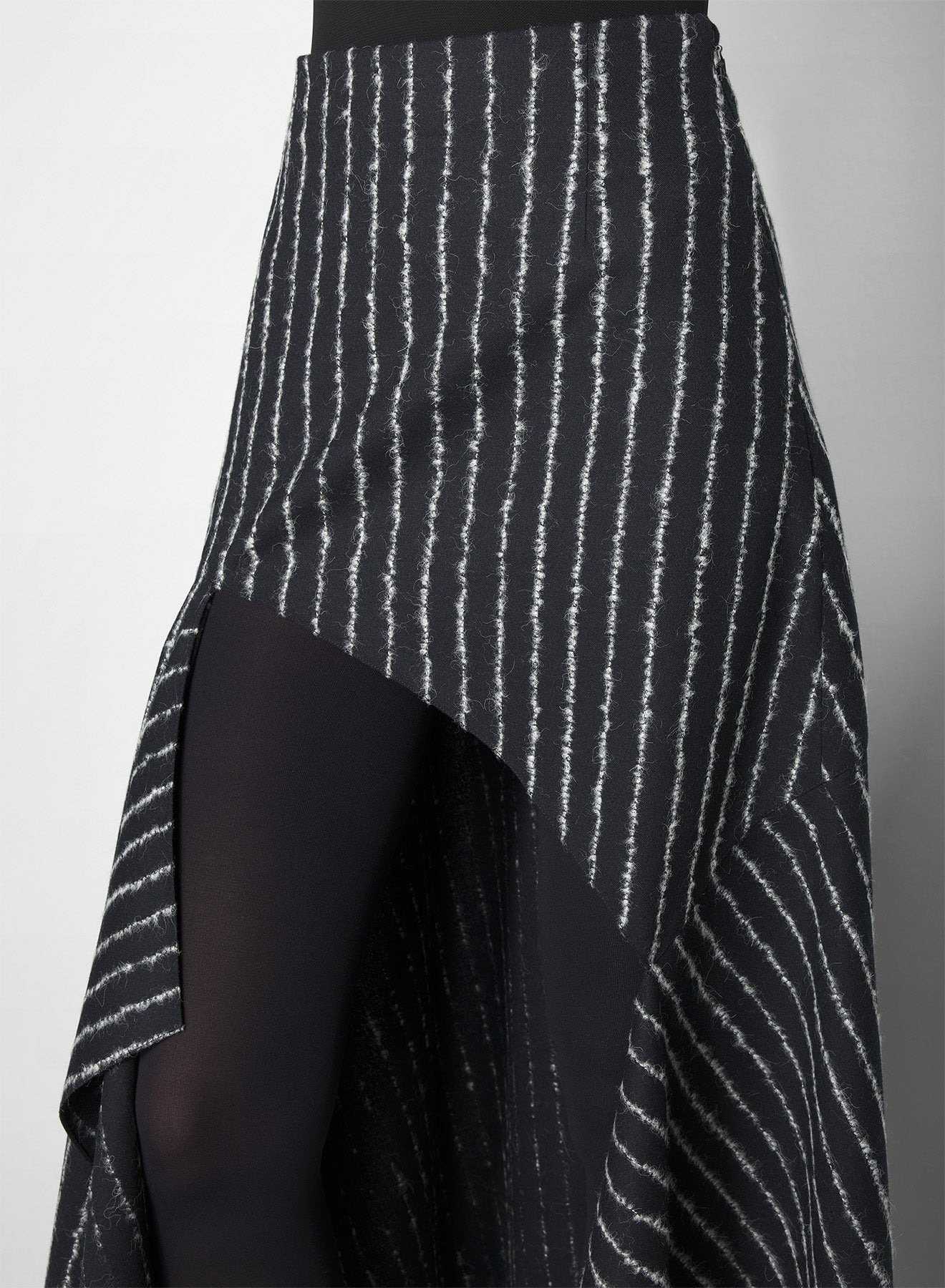 pinstripe asymmetric cascading skirt - 4