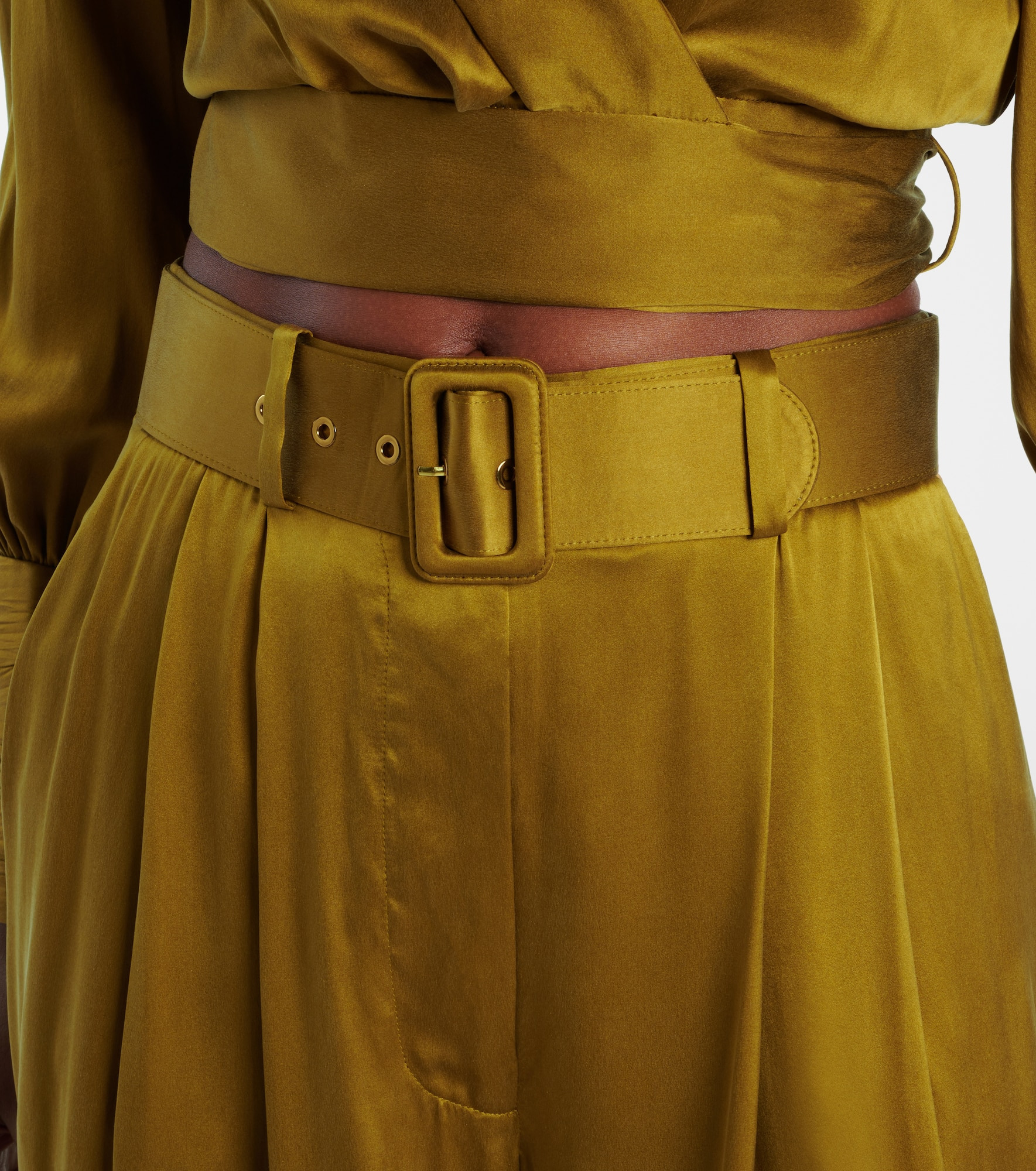 Silk satin wide-leg pants - 4