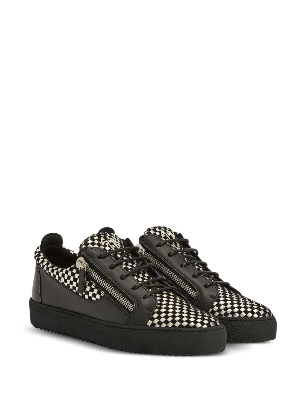 Frankie checked leather sneakers - 2