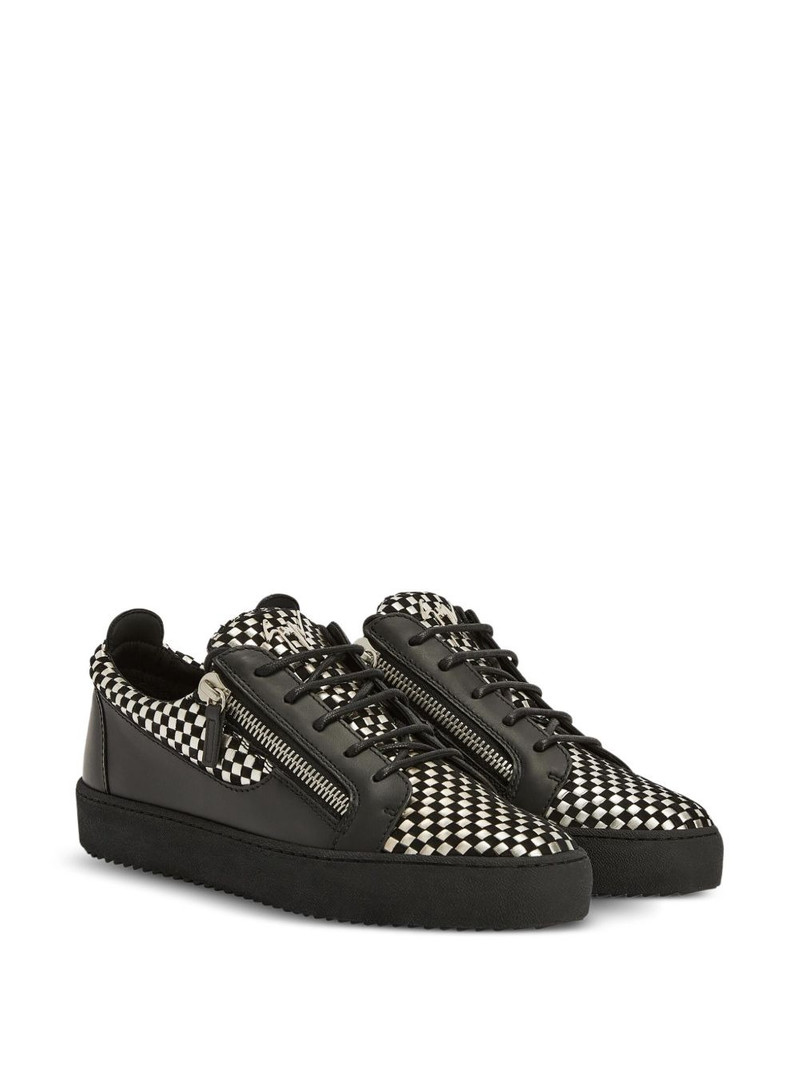 Giuseppe Zanotti Frankie checked leather sneakers outlook