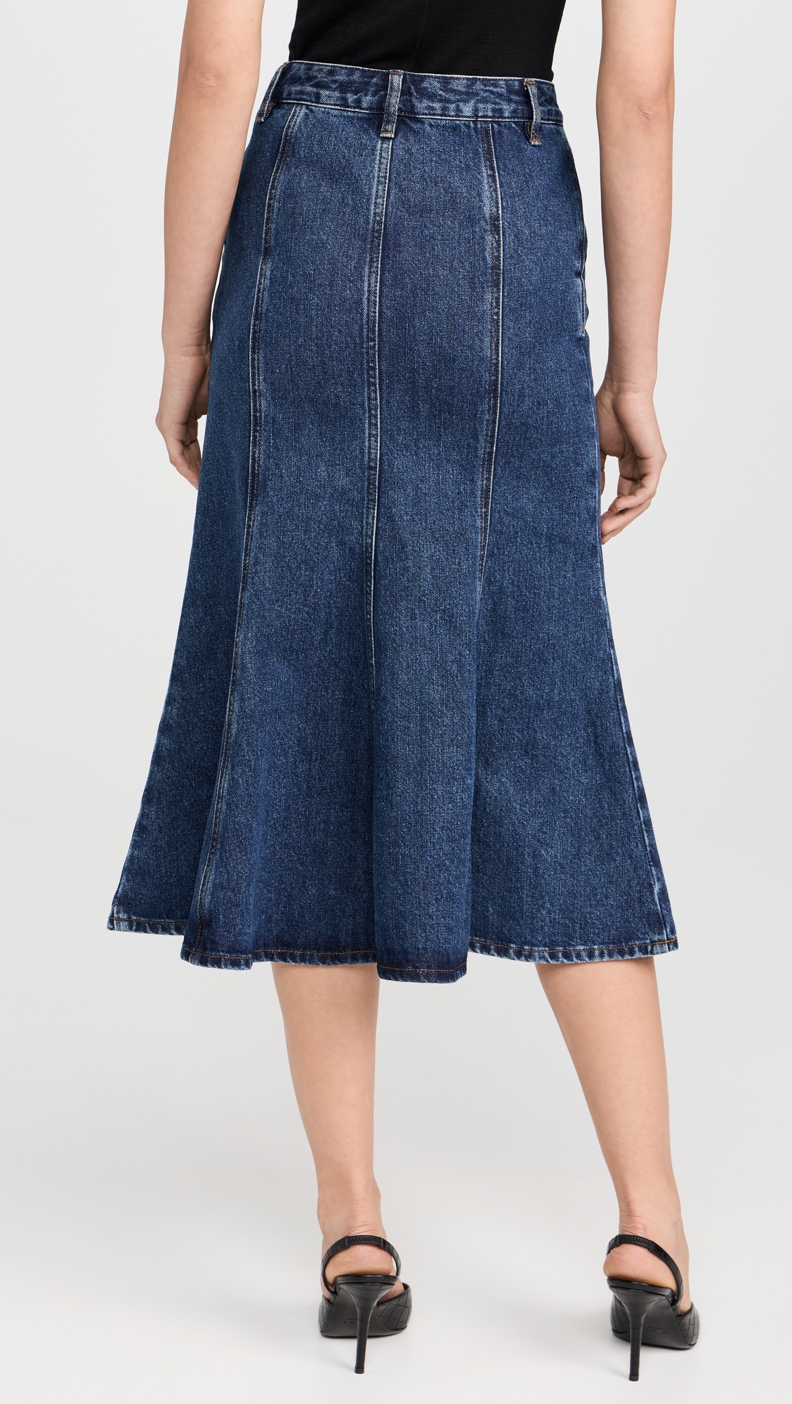 self-portrait Flared Denim Midi Skirt | shopbop | REVERSIBLE